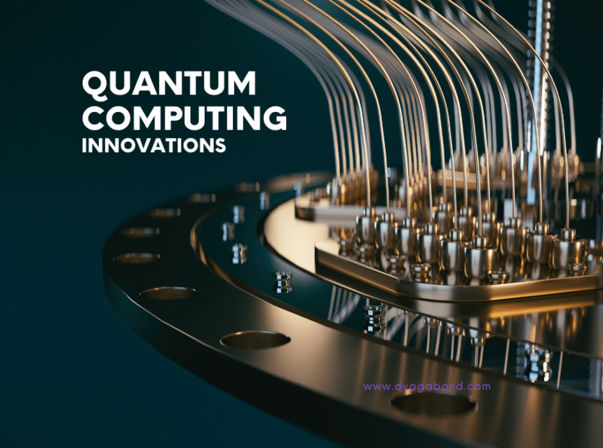 Quantum computer processor with glowing qubits representing the latest innovations in quantum computing technology and industry advances in 2025